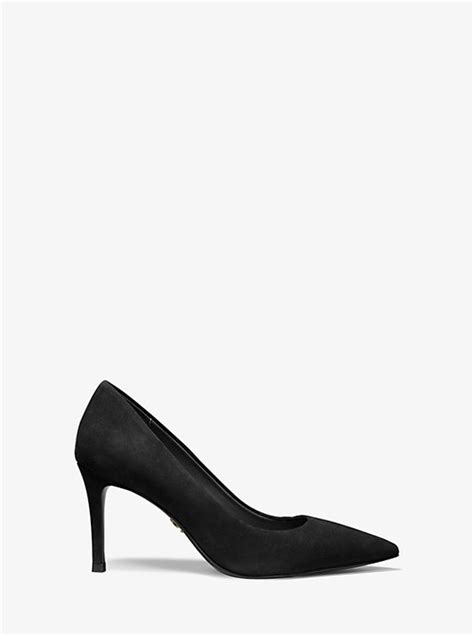 Michael Kors: Keke Black Suede Mid Pump Heels Size 8.5 NEW